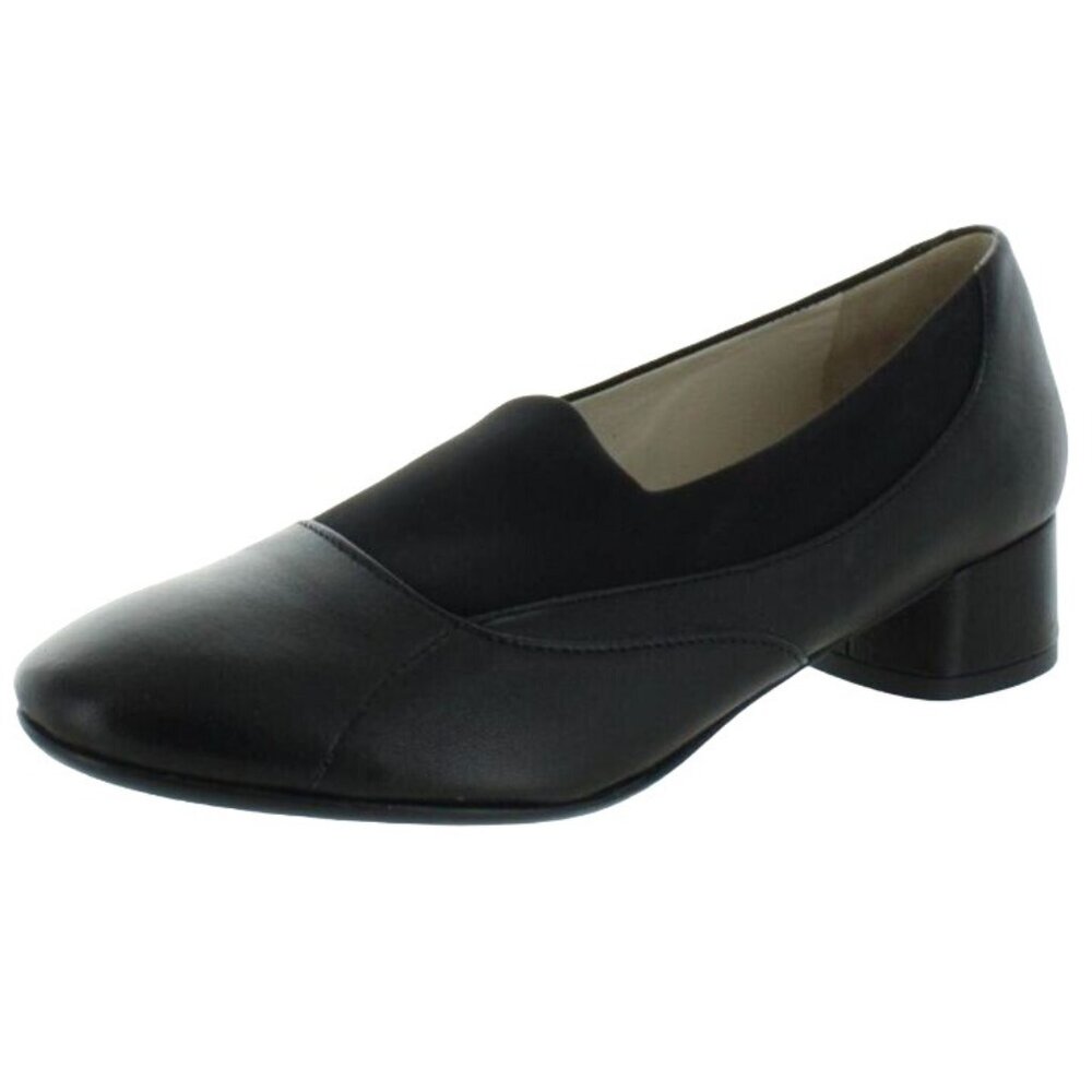 NEW Amalfi Recanati Block Heel Round Toe Leather Pumps in Black, Size 7.5‎ SS